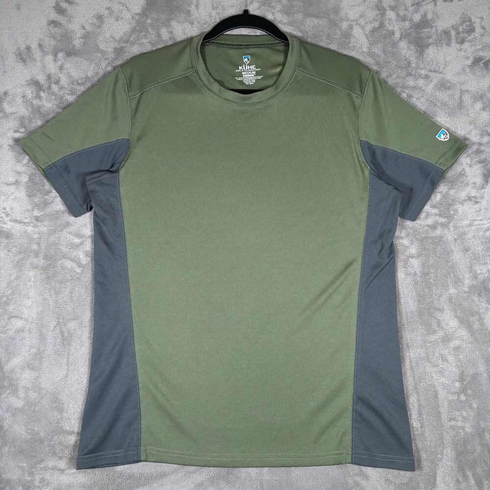 KÜHL Shadow Men’s Medium Performance Shirt Green Gray Short Sleeve Hiking